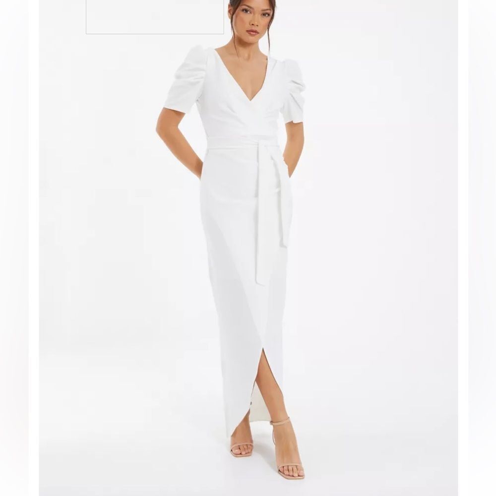 🔥Quiz Chic White Maxi Wrap Dress Sz 12 NWT